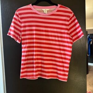 H&M Vibrant Red and Pink Striped Tee